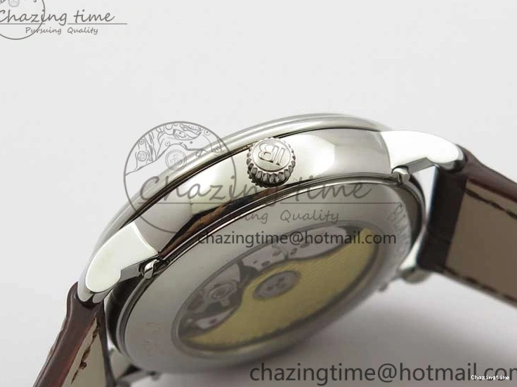 0321 Villeret 6654 SS Complicated Function OMF 1:1 Best Edition White Dial on Brown Leather Strap A6654 V Popular 7904